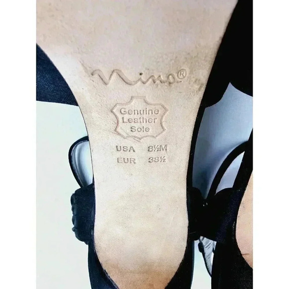 Nina Size 8.5M Women's Black Luster "Cupcake" Open Toe Ankle Strap Pumps - Picture 10 of 15